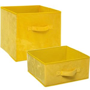 5five Set van 2x stuks opbergmanden/kastmanden 14 en 29 liter geel van polyester 31 cm -