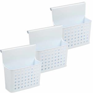 PlasticForte Badkamerrekje - 3x - wit/lichtblauw - douche opbergmandje - 26x24 cm -