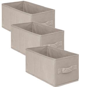 5five Opbergmand/kastmand - 3x stuks - 7 liter - beige - 15 x 31 x 15 cm -