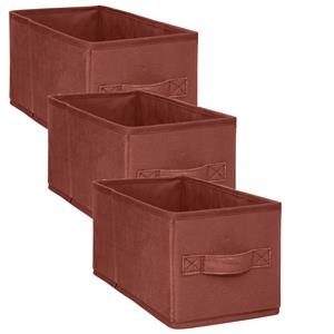 5five Opbergmand/kastmand - 3x stuks - 7 liter - bordeaux rood - 15 x 31 x 15 cm -