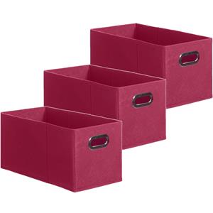 5five Set van 3x stuks opbergmand/kastmand 7 liter framboos roze linnen 31 x 15 x 15 cm -