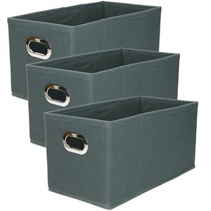 5five Set van 3x stuks opbergmand/kastmand 7 liter grijsblauw linnen 31 x 15 x 15 cm -