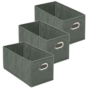 5five Set van 3x stuks opbergmand/kastmand 7 liter grijsgroen linnen 31 x 15 x 15 cm -