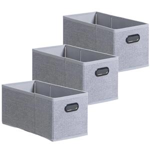 5five Set van 3x stuks opbergmand/kastmand 7 liter lichtgrijs linnen 31 x 15 x 15 cm -