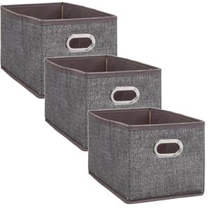 5five Opbergmand/kastmand - Set van 3x stuks - bruin - linnen - 7 liter - 31 x 15 x 15 cm - Opbergbox - Va -