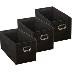 5five Opbergmand/kastmand - Set van 3x stuks - zwart - linnen - 7 liter - 31 x 15 x 15 cm - Opbergbox - Va -