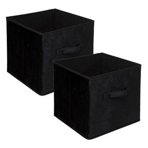 5five Opbergmand/kastmand - Set van 2x stuks - zwart - 29 liter - 31 x 31 x 31 cm - Opbergboxen - Vakkenka -