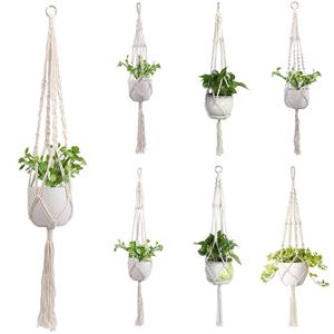 Linglong (ZO)Europa Plantenhangers Indoor Hangende Plantenbakmand met Houten Kralen Decoratief BGD beige