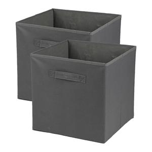 Urban Living Opbergmand/kastmand Square Box - 3x - karton/kunststof - 29 liter - titanium grijs - 31 x 31 x 31 cm -