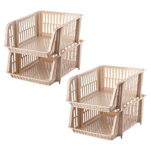 PlasticForte Stapelbare opbergmand - 4x - Beige - 16 liter - kunststof - x 28 x 15 cm -