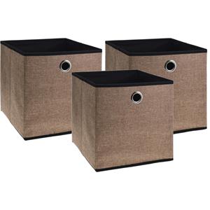 Storage Solutions Opbergmand/kastmand - 3x - bruin - karton/kunststof - 28 liter - 30 x 30 x 30 cm -