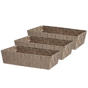 Kipit Set van 3x stuks kast/badkamer opbergmandjes beige x 21 x 8,5 cm -