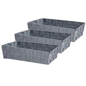 Kipit Set van 3x stuks kast/badkamer opbergmandjes zilvergrijs x 21 x 8,5 cm -