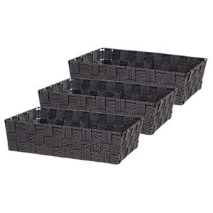 Kipit Set van 3x stuks kast/badkamer opbergmandjes zwart x 21 x 8,5 cm -