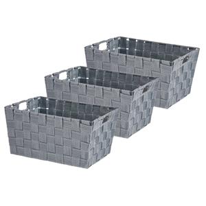 Kipit Set van 3x stuks kast/badkamer opbergmandjes zilvergrijs 30 x 20 x 14 cm -
