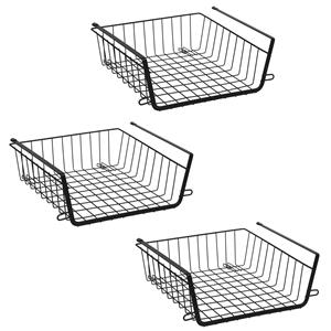 5five Hangmand voor kast - 3x - metaal - 31 x 31 x 12 cm - zwart - kastmandje - opbergers -