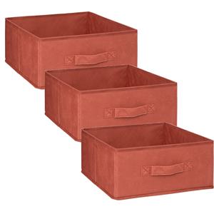 5five Opbergmand/kastmand - 3x stuks - 14 liter - bordeaux rood - 31 x 31 x 15 cm -