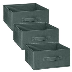 5five Opbergmand/kastmand - 3x stuks - 14 liter - groen - 31 x 31 x 15 cm -
