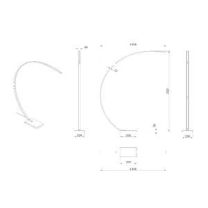 Lucide Curve booglamp LED, mat goud, 2700 K, hoogte 192, dimbaar