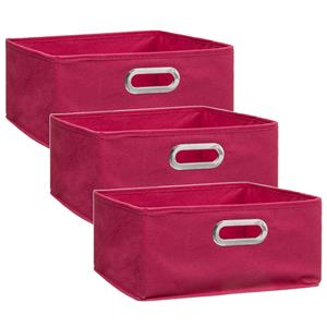 5five Set van 3x stuks opbergmand/kastmand 14 liter framboos roze linnen 31 x 31 x 15 cm -