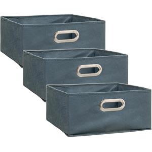5five Set van 3x stuks opbergmand/kastmand 14 liter grijsblauw linnen 31 x 31 x 15 cm -