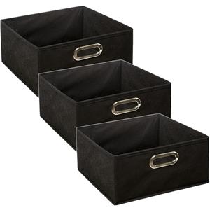 5five Set van 3x stuks opbergmand/kastmand 14 liter zwart linnen 31 x 31 x 15 cm -