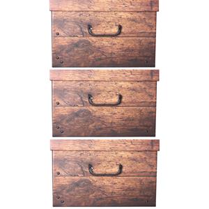 Merkloos Opbergmand/kist/doos - 3x - bruin - karton - 30 liter - 51 x x 24 cm - opvouwbaar -
