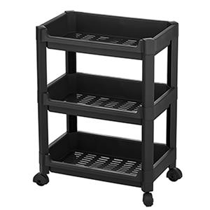 CM keukentrolley/badkamer trolley - op wieltjes - 3-laags - zwart - kunststof - 35 x 22 x  -