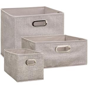 5five Set van 3x stuks opbergmanden/kastmanden 7/14/29 liter beige van linnen 31 cm -