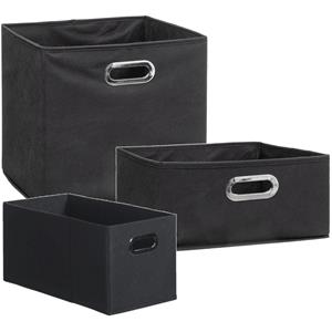 5five Set van 3x stuks opbergmanden/kastmanden 7/14/29 liter donkergrijs van linnen 31 cm -