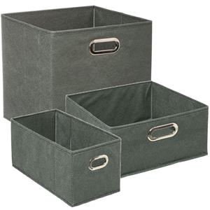 5five Set van 3x stuks opbergmanden/kastmanden 7/14/29 liter grijsgroen van linnen 31 cm -