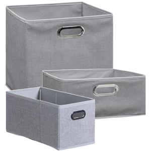 5five Set van 3x stuks opbergmanden/kastmanden 7/14/29 liter lichtgrijs van linnen 31 cm -