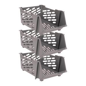 Storage Solutions Stapelbare opbergmand - 3x - Bruin - 29 liter - kunststof - x x 20 cm -