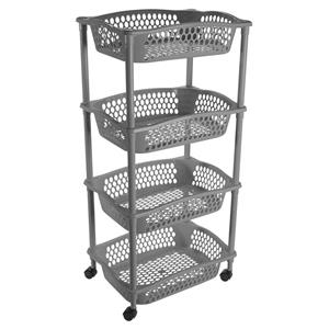 Hega Hogar Keuken opberg trolley - 4 manden - donker grijs - x cm - roltafel -