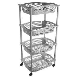 Hega Hogar Keuken opberg trolley - 4 manden - zilver grijs - x cm - roltafel -