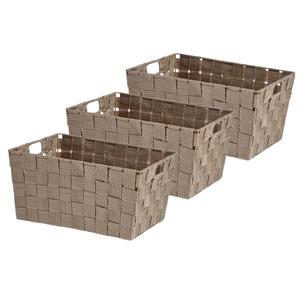 Kipit Set van 3x stuks kast/badkamer opbergmandjes beige 30 x 20 x 14 cm -