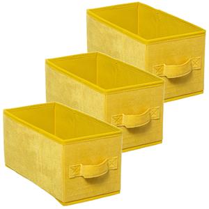 5five Opbergmand/kastmand - Set van 3x stuks - geel - 7 liter - 31 x 15 x 15 cm - Opbergboxen - Vakkenkast -