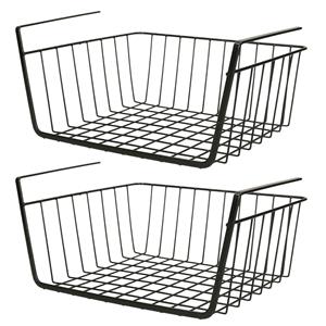 Urban Living Kastmandje - 3x - opberg/hang mandjes - rvs - zwart - 30 x 25 x 14 cm -
