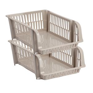PlasticForte Stapelbare opbergmand - 4x - Beige - 20 liter - kunststof - 43 x 32 x 16 cm -