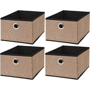 Storage Solutions Opbergmand/kastmand - 4x - bruin - karton/kunststof - 15 liter - 32 x 25 x 18 cm -