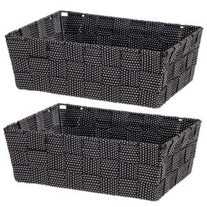 Kipit Set van 4x stuks kast/badkamer opbergmandjes zwart 24 x 20 x 8 cm -