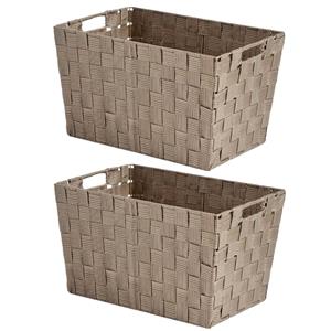 Kipit Set van 2x stuks kast/badkamer opbergmandjes beige 35 x 25 x 20 cm -