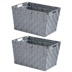 Kipit Set van 2x stuks kast/badkamer opbergmandjes zilvergrijs 35 x 25 x 20 cm -