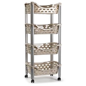 PlasticForte Trolley - keukentrolley op wieltjes - 4-laags - beige - kunststof - x 88 cm -
