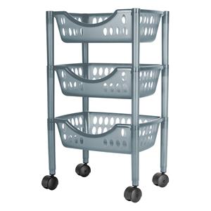 Juypal Hogar Keukentrolley - 3-laags - grijs - kunststof - x 26,5 x 66,5 cm -