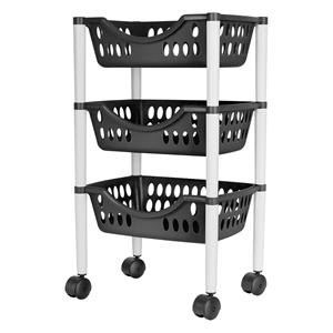 Juypal Hogar Keukentrolley - 3-laags - grijs/wit - kunststof - x 26,5 x 66,5 cm -