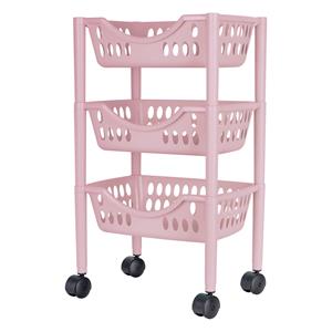 Juypal Hogar Keukentrolley - 3-laags - roze - kunststof - x 26,5 x 66,5 cm -