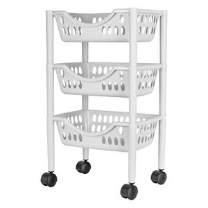 Juypal Hogar Keukentrolley - 3-laags - wit - kunststof - x 26,5 x 66,5 cm -