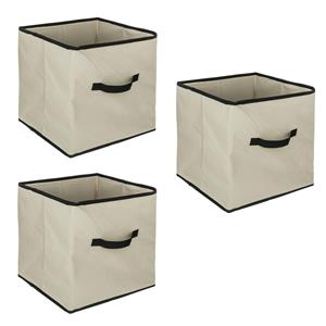 5five Opbergmand/kastmandje - 3x - Beige - 31 x 31 x 31 cm - 29 liter - Vakkenkast manden - Stof -