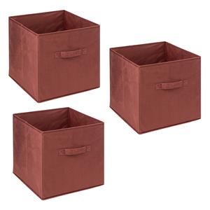5five Opbergmand/kastmandje - 3x - Bordeaux rood - 31 x 31 x 31 cm - 29 liter - Vakkenkast manden - Stof -
